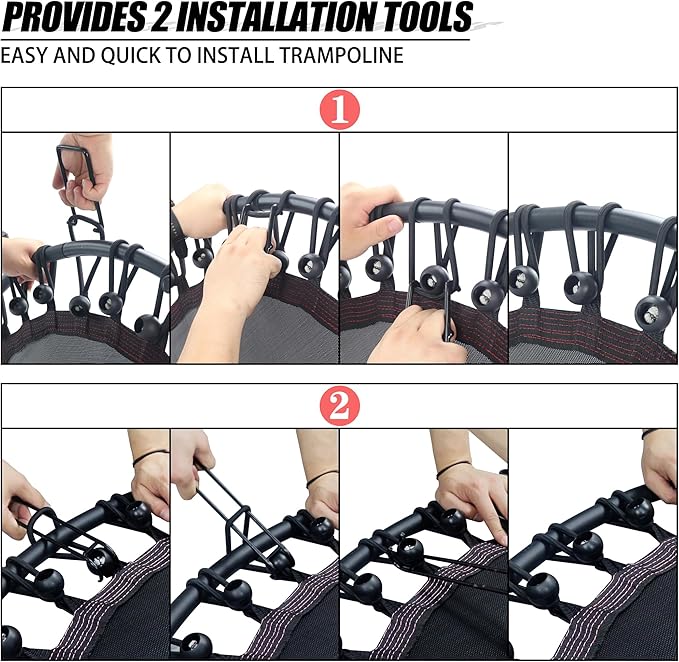 Newan 40"-48" Silent Mini Trampoline Fitness Trampoline Bungee Rebounder Jumping Cardio Trainer Workout for Adults-Max Limit 330lbs