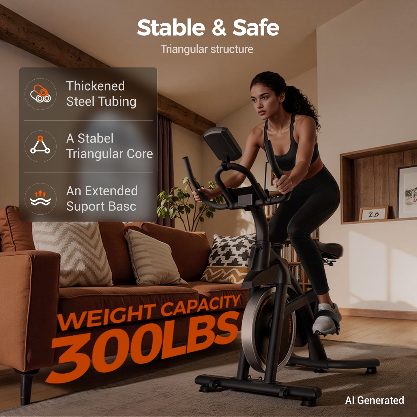 CURSOR FITNESS Exercise Bike,0-100 Resistance,300LB High Carbon Steel Bike