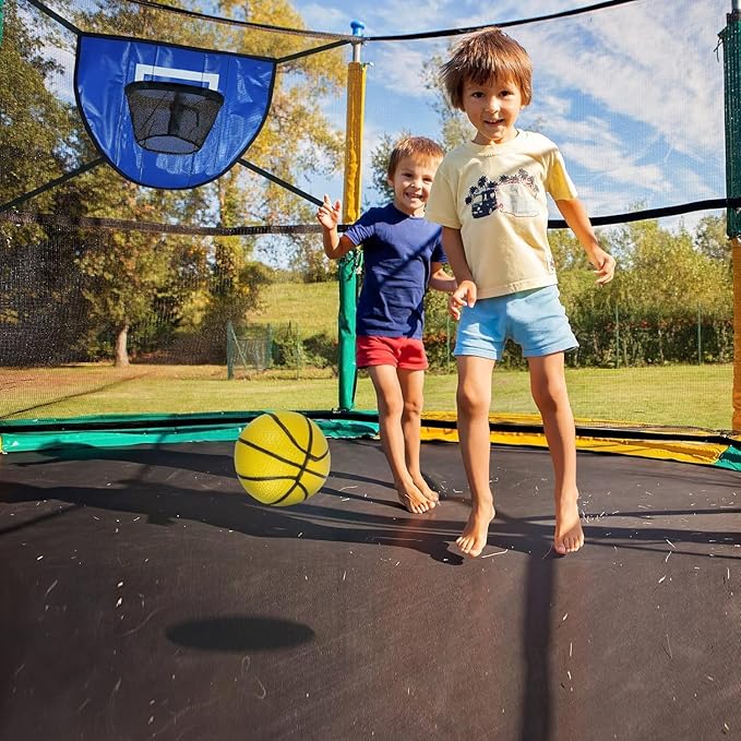Trampoline Basketball Hoop with Pump and Mini Ball, Waterproof, Sunscreen Soft Materials, Easy to Assemble Sturdy for Dunk Fit, Trampoline Accessory