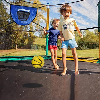 Trampoline Basketball Hoop with Pump and Mini Ball, Waterproof, Sunscreen Soft Materials, Easy to Assemble Sturdy for Dunk Fit, Trampoline Accessory