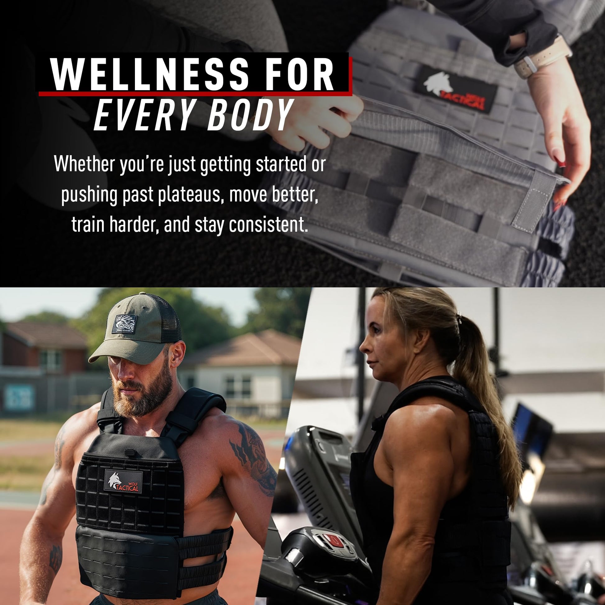 Wolf Tactical Adjustable Weighted Vest for Men & Women - Rucking, Workout, Running, Walking &