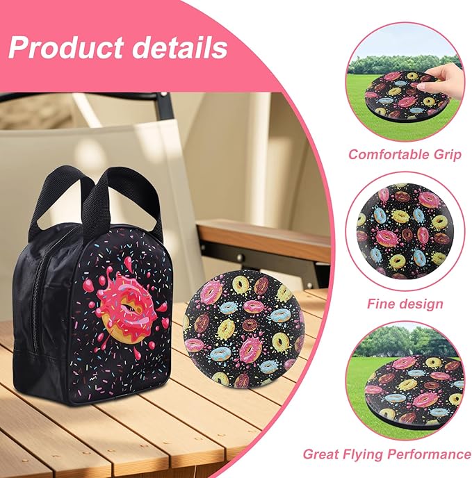 CROWN ME Disc Golf Set, Donut Starter Disc Golf Disc Set with Nice Donut Printing Bag