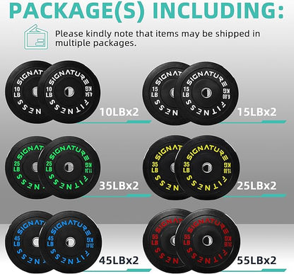 Olympic Bumper Plates Set, 2" Weight Plates for Strength Training & Weightlifting, Paris or Set or Set with Barbell, Multiple Options