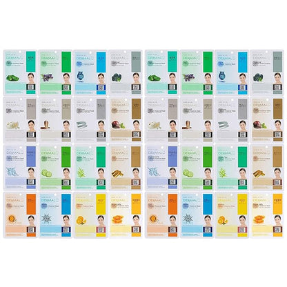DERMAL Korean Collagen Face Mask ??Hydrating & Soothing Sheet Mask with Panthenol ??Hypoallergenic Calming Moisture Care for All Skin Types ??32 Combo Pack