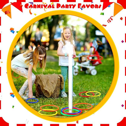 Civaner 72 Pcs Ring Toss Rings Game Plastic Carnival Ring Toss for Speed Agility Practice, Fun Target Toys Carnival Halloween Party Favors Throw Bottle Sports Yard Family Game