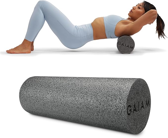 Gaiam Restore Foam Roller for Muscle Massage - Deep Tissue Muscle Massager for Sore Muscles & Stimulation - Total Body Pain Relief, Back, Neck, Foot, Calf, Leg, Arm (18 Inch and 36 Inch)