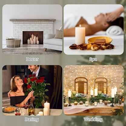 Shihanee 24 Pcs Pillar Candles 3 in x 3,4,5,6,8,10 Dripless Unscented Smokeless Candle Long Burning Decorative Rustic Candles with Cotton Wick for Wedding Home Fireplace (White)