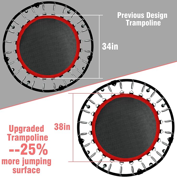 450 LBS Foldable Mini Trampoline for Adults & Kids 40" Rebounder Trampoline with Adjustable Foam Bar for Indoor Workout Fitness
