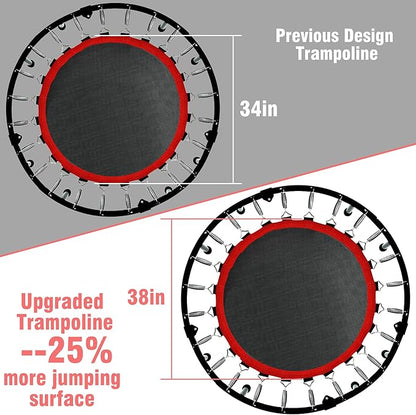 450 LBS Foldable Mini Trampoline for Adults & Kids 40" Rebounder Trampoline with Adjustable Foam Bar for Indoor Workout Fitness