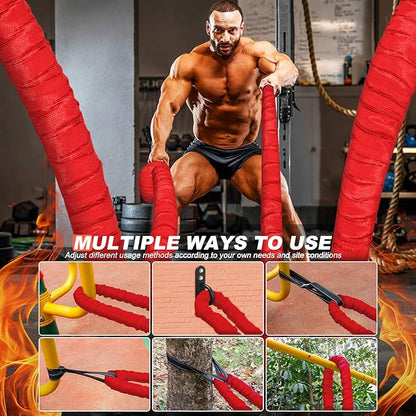 Battle Ropes for Home Gym, Exercise Rope 1.26/1.5inch, 30 40FT Heavy Battle Rope Weighted Battle Rope Training Heavy Rope for Workout Exercise