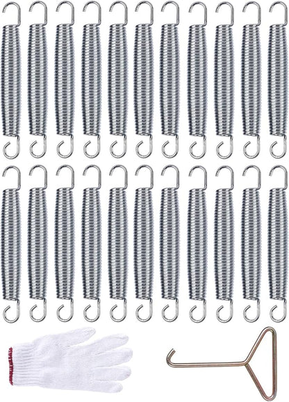 5.5inch/6.5inch/7inchTrampoline Springs Heavy Duty Stainless Steel Replacement Trampoline Replacement Parts, Weather-Resistant, Includes Tool and Gloves, Universal Trampolines Spring Tool