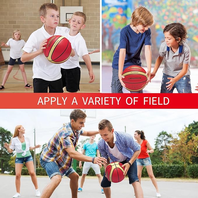 Training Soft Touch Rubber and Faux Leather Fighting Basketball, High Bounce Indoor Outdoor Basketball Gift