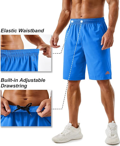 TACVASEN Men's Running Athletic Shorts 9" Quick Dry Workout Gym Shorts Lightweight Summer Shorts 3 Zipper Pockets