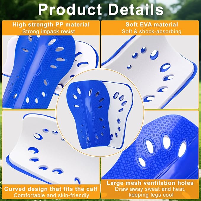 2 Pairs Shin Guards Soccer for Kids,Shin Pads Extra Lightweight Breathable Slide in Shin Guard for Football Training Match Outdoor Activities Protective Slip-in Shin Guards for Boys Girls