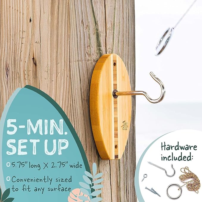 Tiki Toss Ring Toss Game for Adults & Kids - Hook and Ring Games with String and Hooks for Indoor/Outdoor Use, Man Cave Decor & Stuff, Gifts for Men - Standard or Deluxe 12.3" / Tiny 5"