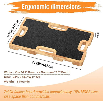 Wooden Fitness Board - Resistance Band Workout Footplate with Foam Pad & Storage Bag - Wood Exercise Step Platform with Non-Slip Surface for Home Body Gym, Strength Training