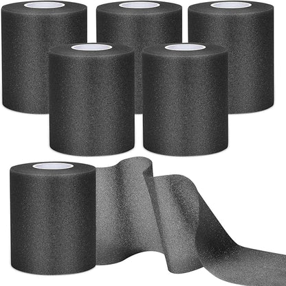 Black Prewrap,Prewrap Athletic Tape,6 Roll Pre wrap Headbands for Hair Soccer,Foam Underwrap Sports Wrap for Ankles Wrists Hands Knees Elbows 2.75 Inches X 12 Yards