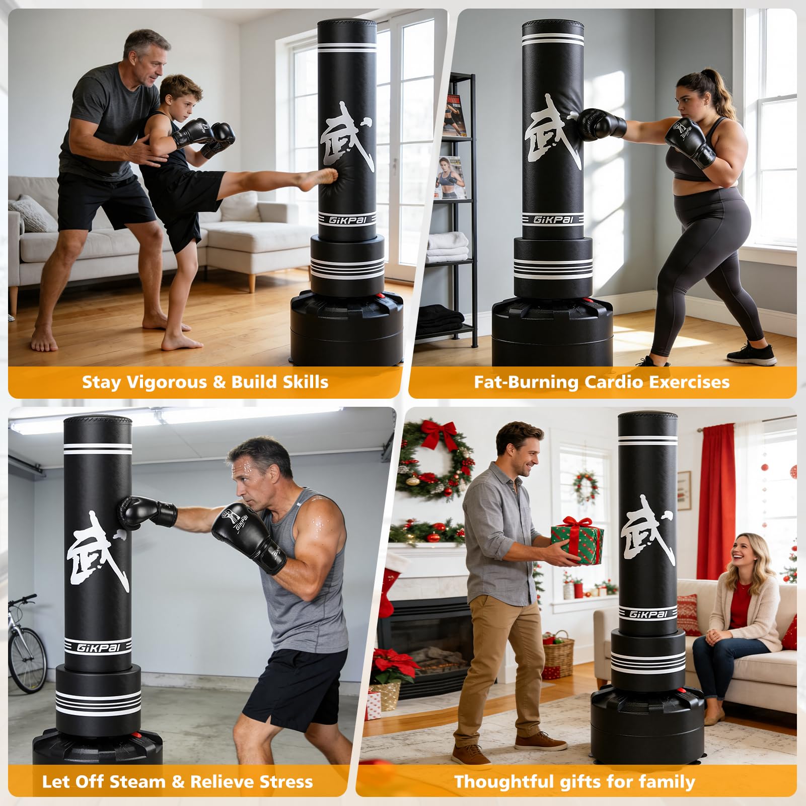GIKPAL Freestanding Punching Bag for Adults 67'' Heavy Boxing Bag with Boxing Gloves, No Spring