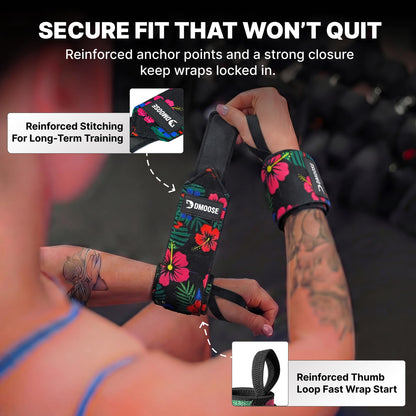 DMoose Wrist Wraps (IPL Approved), Avoid Injury and Maximize Grip with Thumb Loop, 18" or 12" Gym