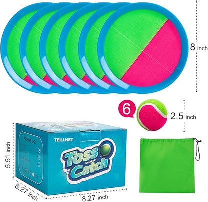 Toss and Catch Ball Set Upgraded - Kids Toys Outdoor Games for Whole Family - Water-Resistant Great for Beach Pool Yard Games - Classic Gift for Boys Girls 3 4 5 6 7 8 9 10 11 12+ Years Old
