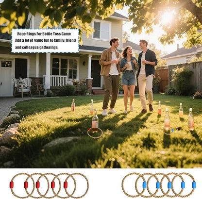 OUTOSS-Rope Toss Ring Replacement Parts (Size-5") for Adults and Kids,Durable Jute Rope Ring Toss Rings for Backyard Ring Toss Game,Outdoor Party Games(Hemp Rope Rings-10Packs)