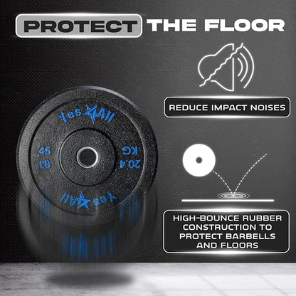 Yes4All 2" Bumper Plate, 10-190 LB Olympic Rubber Weight Plate with Steel Hub for WeightLifting, Strength Training, Home Gym, Less Impact, Absorb Bounce & Shock, Multiple Options