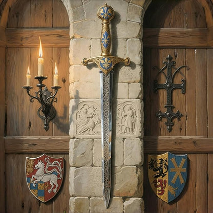 Metal Vertical Sword Wall Mount Sword Hanger Adjustable Multifunctional Mount for Medieval Sword Dagger Axe Blade Cosplay Sword Display (Black 2pcs)