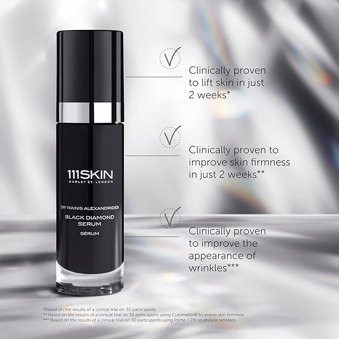 111SKIN Black Diamond Serum, Hydrating Serum for Face with NovoRetin, Microalgae Extract & NAC Y2, Helps Improve the Appearance of Skin Elasticity & Texture, Even Skin Tone Daily Facial Care, 1 fl oz