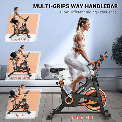 Exercise Bike, WENOKER Stationary Bike for Home, Indoor Bike with Silent Belt Drive, Heavy Flywheel, Multi-grips Handlebar and Upgraded Digital Display