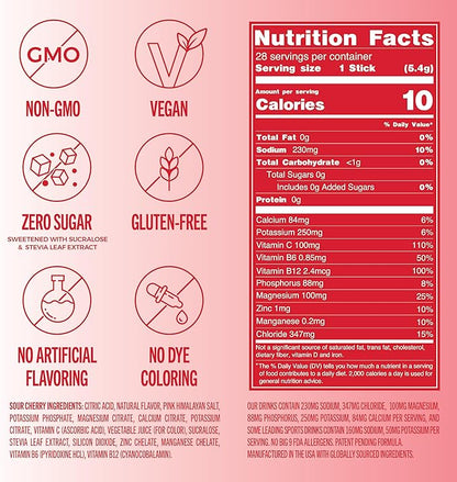 TREVI™ Sugar Free Electrolytes - Drink Mix Hydration Powder Packets - 28 Count - Sour Cherry