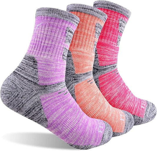 FEIDEER Hiking Walking Socks For Women, Multi-pack Outdoor Recreation Socks Moisture Wicking Crew
