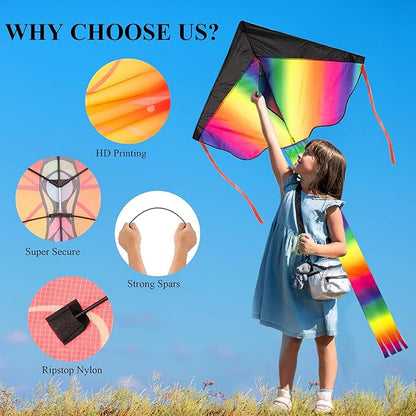 3 Pack Large Kites, Large Butterfly Kite, Colorful Delta and Red Octopus for Girls Boys Ages 4-8, 8-12, Adults