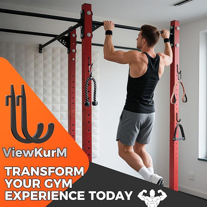 J Hooks for Squat Rack,Squat Rack Attachments for Home Gym Storage,Portale Power Rack Accessories, J-Hook Storage Rack Holder for Resistance Bands, Barbell Collars and Gym Accessories-6PCS