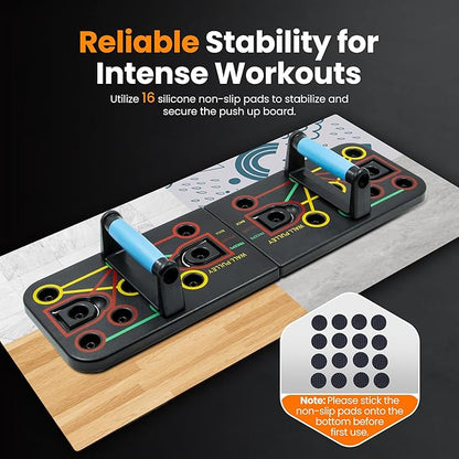 Push-up board, home gym, portable fitness equipment, Pilates bar, and 20 fitness accessories, including resistance bands and an ab wheel, for full-body workouts at home