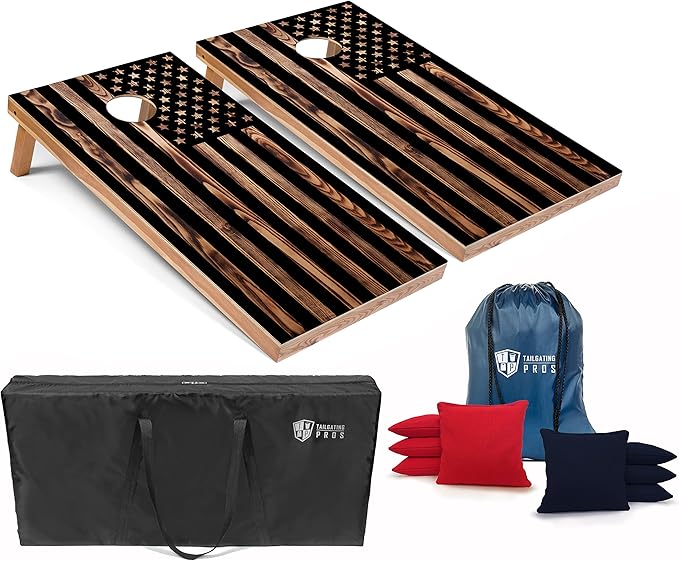 Tailgating Pros Cornhole Boards - 4'x2' Lightweight Cornhole Game- Includes Carrying Case, Set of 8 Corn Hole Bags & Tote