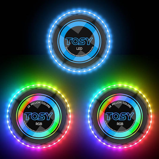 TOSY Bundle of 3-2X RGB Black + Blue - Frisbee 108 LEDs, 16 Million Colors