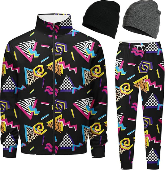 DOOPCCOR Men Track Suits Sets 80s outfit for men tracksuits sweatsuits 2 Piece sets Zip Casual