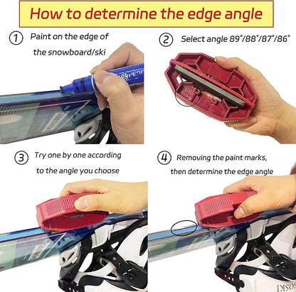 Snowboard Ski Edge Bevel Tuning ski Wax kit，Snowboard Tool，ski Edge Sharpener Tuner Side Ski Angle Tool & Diamonds & Gummi Stone (Tool+Diamonds + Gummi Stone)
