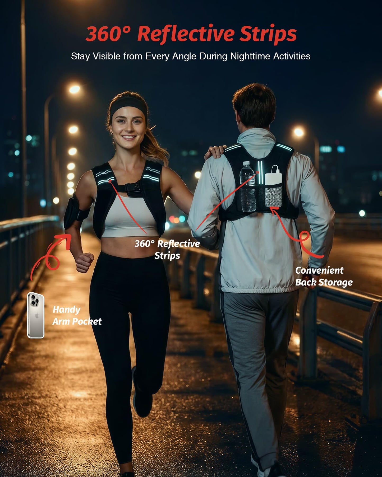 ZELUS Weighted Vest, 6lb/8lb/12lb/16lb/20lb/25lb/30lb Weight Vest with Reflective Stripe for