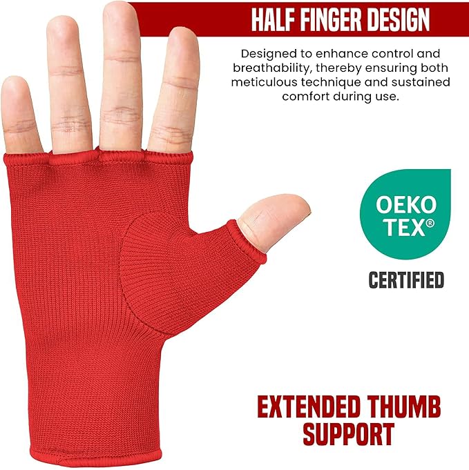 RDX Boxing Hand Wraps Inner Gloves Men Women, Half Finger Elasticated Bandages, Under Mitts Fist Protection, Muay Thai, Kickboxing, MMA, Martial Arts Speed Bag Punching Training