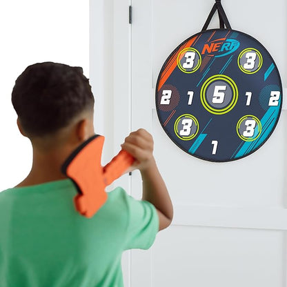 NERF Lumberjack Toss Axe Throw - Back-of-Door Axe Tossing Target with 2 Foam Axes - Great for Game Rooms or Kids Bedrooms