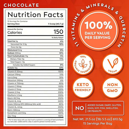 Veeg All in One Protein Smoothie Powder ??Plant Based Protein, Vegan Collagen, MCT Powder, Multivitamin, Greens Superfood Powder, Meal Replacement, Probiotics, Sugar Free,15 Servings (Chocolate)