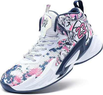 Men's Basketball Shoes Breathable Anti Slip Fashionable Graffiti Training Shoes Outdoor Shoes