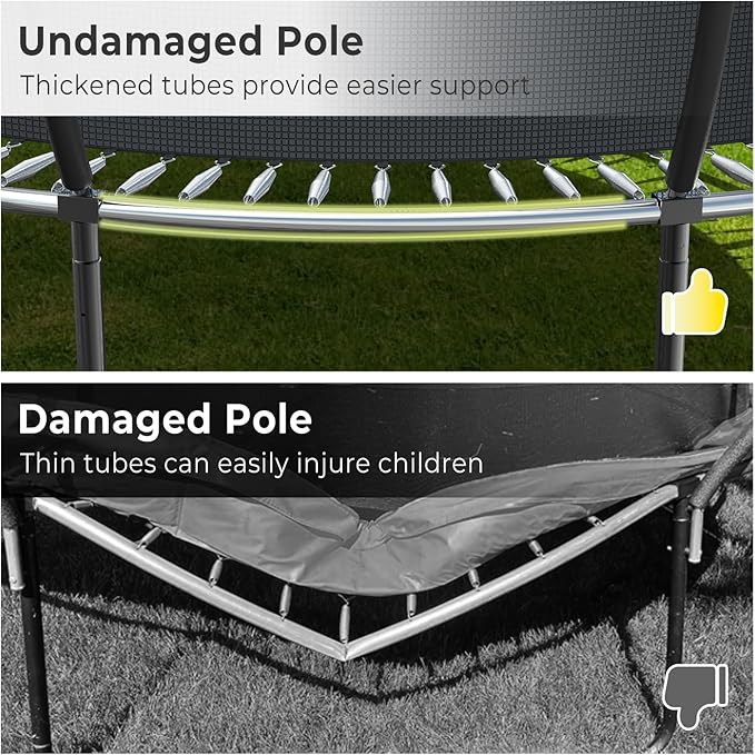 12 14 15 16FT Outdoor Trampolines for Kids and Adults, Pumpkin Trampolin with Curved Poles, Recreational Trampolin with Basketball Hoop and Safety Enclosure Net for Kids and Adults