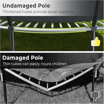 12 14 15 16FT Outdoor Trampolines for Kids and Adults, Pumpkin Trampolin with Curved Poles, Recreational Trampolin with Basketball Hoop and Safety Enclosure Net for Kids and Adults