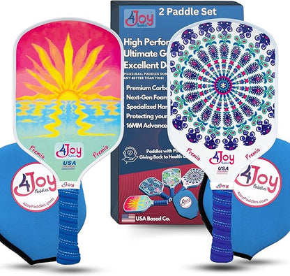 4Joy Pickleball Paddle Premio Series - Thermoformed Premium T700 Carbon Fiber Pickleball Paddless - Professional Pickleball Rackets for Women & Men - 16mm Honeycomb Core - USAP Approved