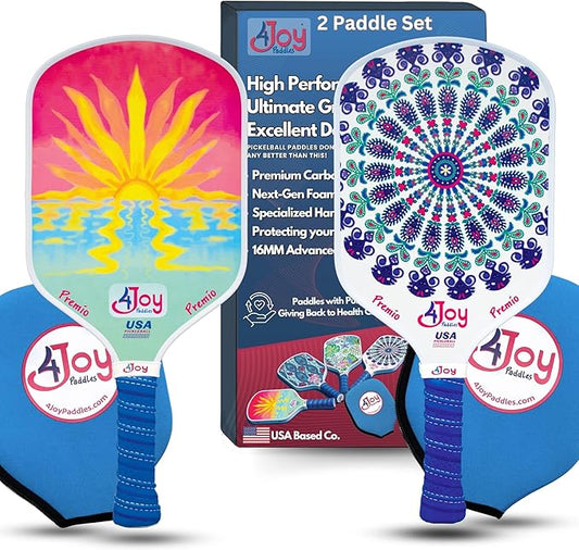 4Joy Pickleball Paddle Premio Series - Thermoformed Premium T700 Carbon Fiber Pickleball Paddless - Professional Pickleball Rackets for Women & Men - 16mm Honeycomb Core - USAP Approved