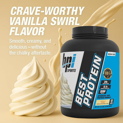 BPI Sports Best Protein ??100% Whey Protein Powder ??Muscle Growth, Recovery, Meal Replacement ??No Fillers, Gluten-Free ??Best Protein Powder for Men & Women | Vanilla Swirl ??5 Pounds