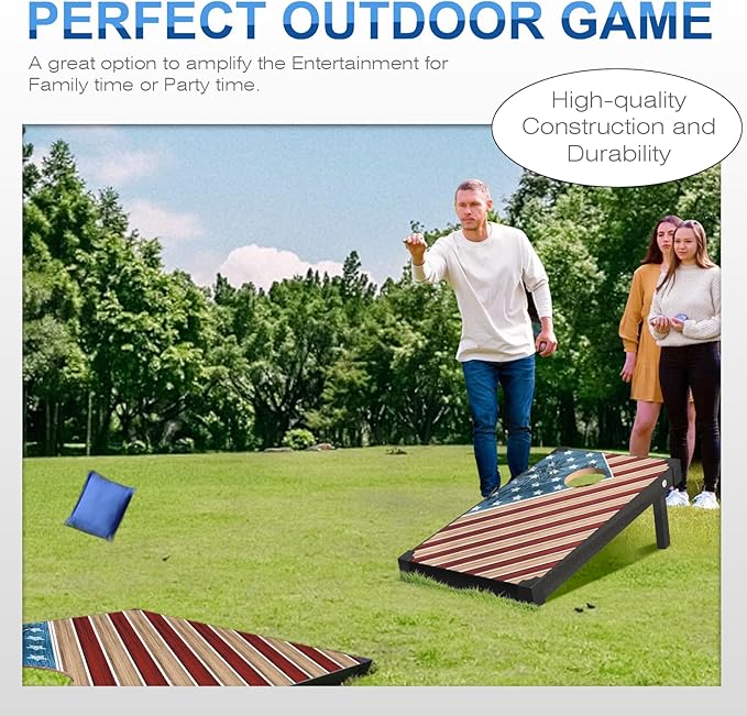 2’x3’ Cornhole Boards Set, Cornhole Outdoor Game Set - Corn Hole Toss Boards Set with 8 Cornhole Bags and 2 Cornhole Boards, Cornhole Sets for Adults Lawn Outside Backyard Games