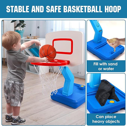 SUPER JOY Toddler Basketball Hoop - Height Adjustable Kids Hoop for Indoor & Outdoor Play - Portable Mini Basketball Goal for Poolside- Game Sport Toy for Boys & Girls Age 1 2 3 4 5